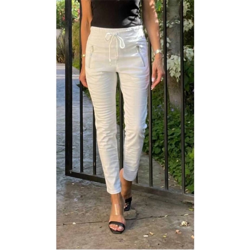 Bevy Flog Pants Womens Noam White Stripe Drawstring Skinny Leg Zipper Pockets 27